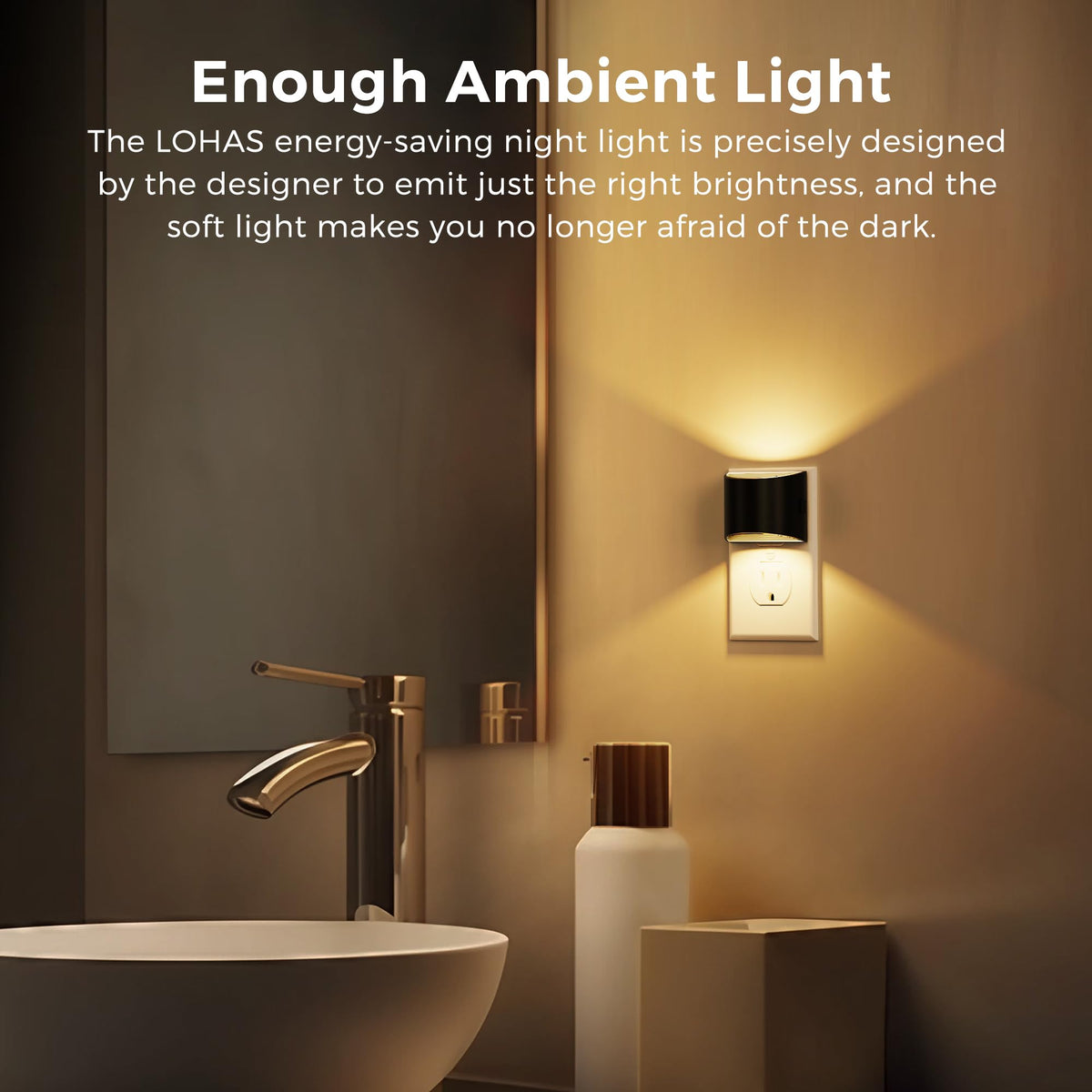 L LOHAS LED Night Lights Plug into Wall 2 Pack, Dusk to Dawn Nightlight | Plug in Night Light with Brightness Adjustable, 3000K Soft White