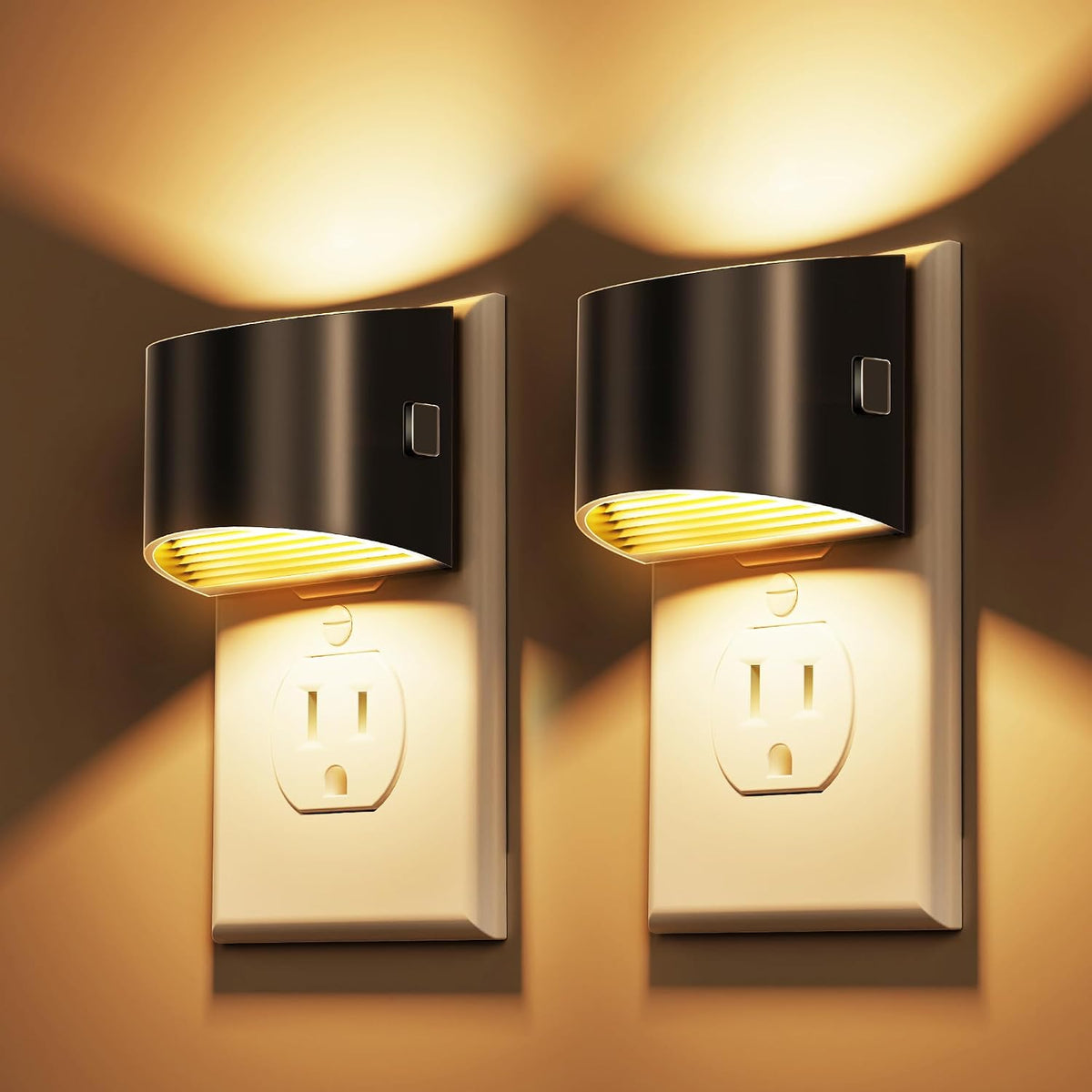 L LOHAS LED Night Lights Plug into Wall 2 Pack, Dusk to Dawn Nightlight | Plug in Night Light with Brightness Adjustable, 3000K Soft White