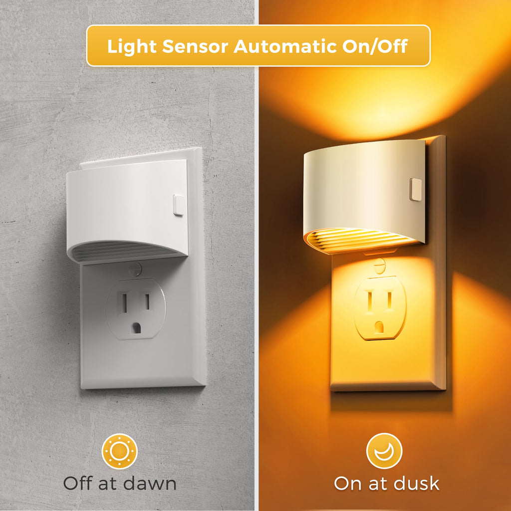 L LOHAS LED Night Lights Plug into Wall 2 Pack, Dusk to Dawn Nightlight | Plug in Night Light with Brightness Adjustable, 3000K Soft White