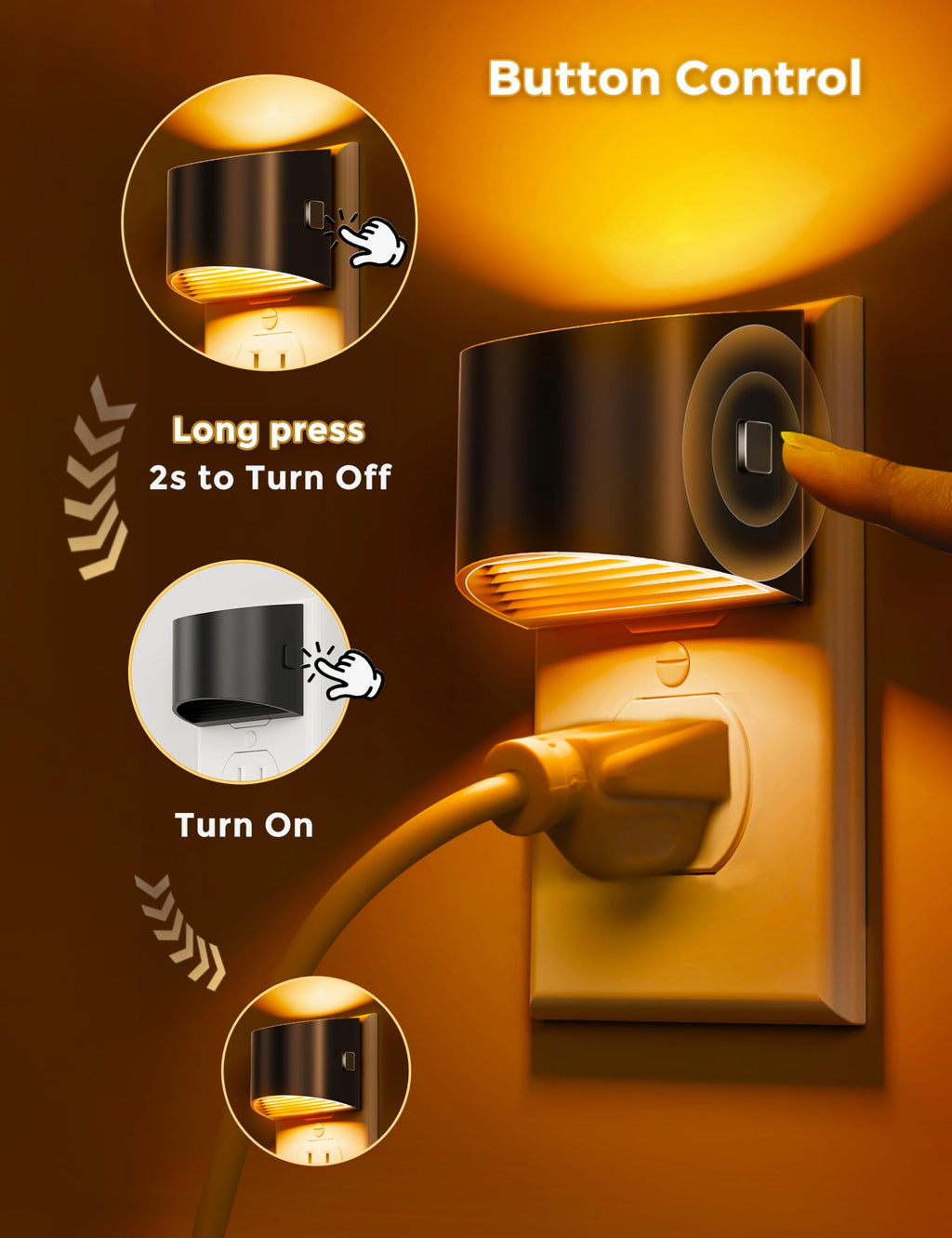 L LOHAS LED Night Lights Plug into Wall 2 Pack, Dusk to Dawn Nightlight | Plug in Night Light with Brightness Adjustable, 3000K Soft White