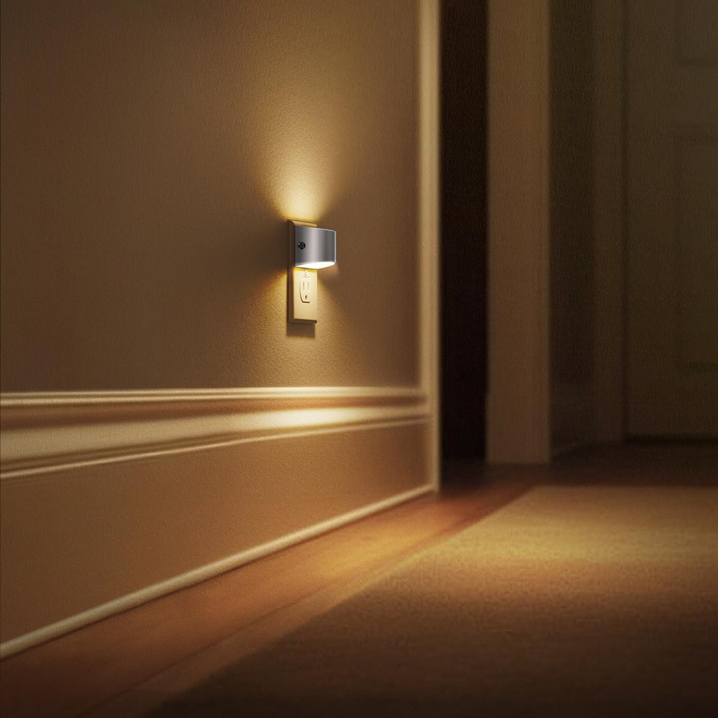 L LOHAS LED Night Lights Plug into Wall 2 Pack, Dusk to Dawn Nightlight | Plug in Night Light with Brightness Adjustable, 3000K Soft White