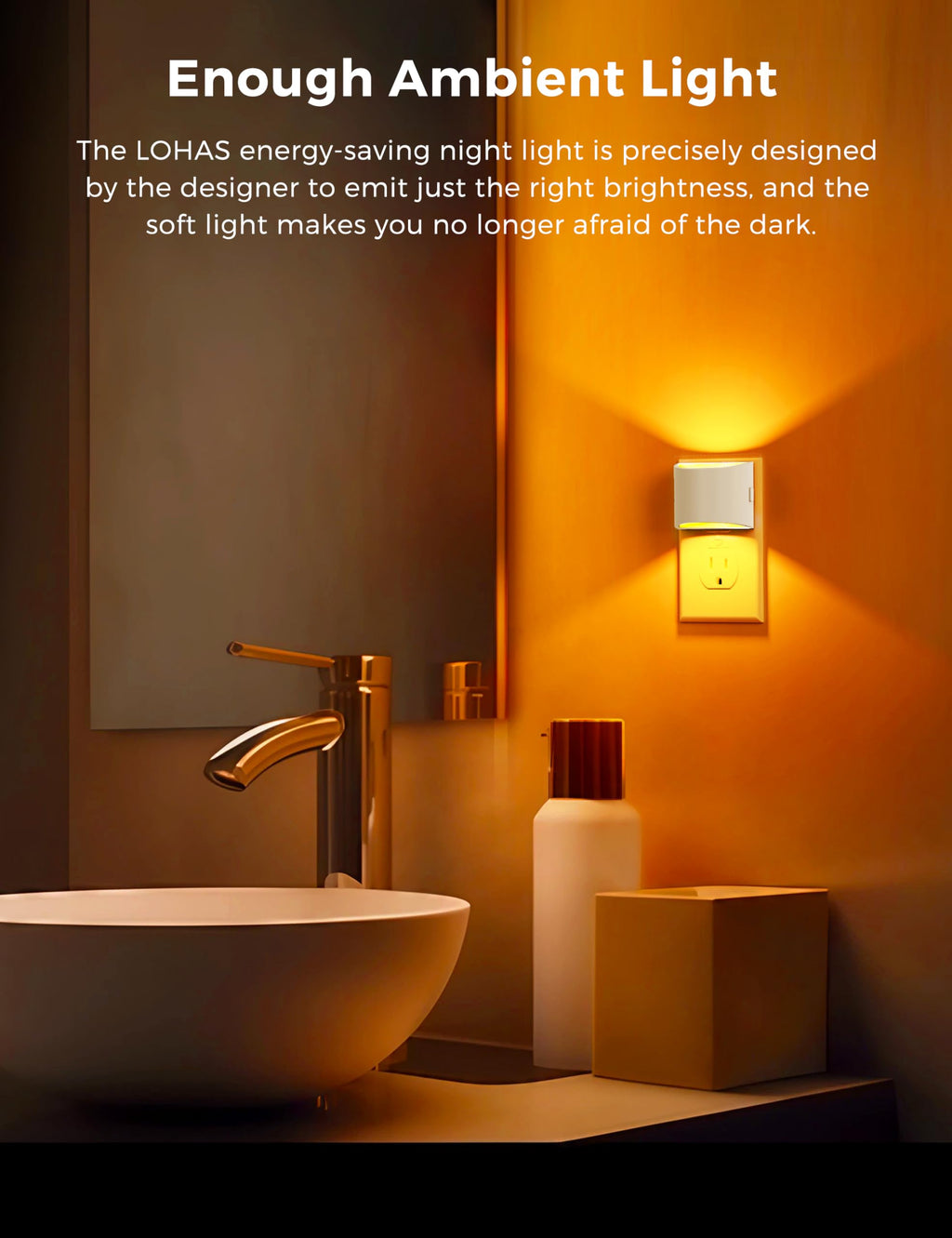 L LOHAS LED Night Lights Plug into Wall 2 Pack, Dusk to Dawn Nightlight | Plug in Night Light with Brightness Adjustable, 3000K Soft White