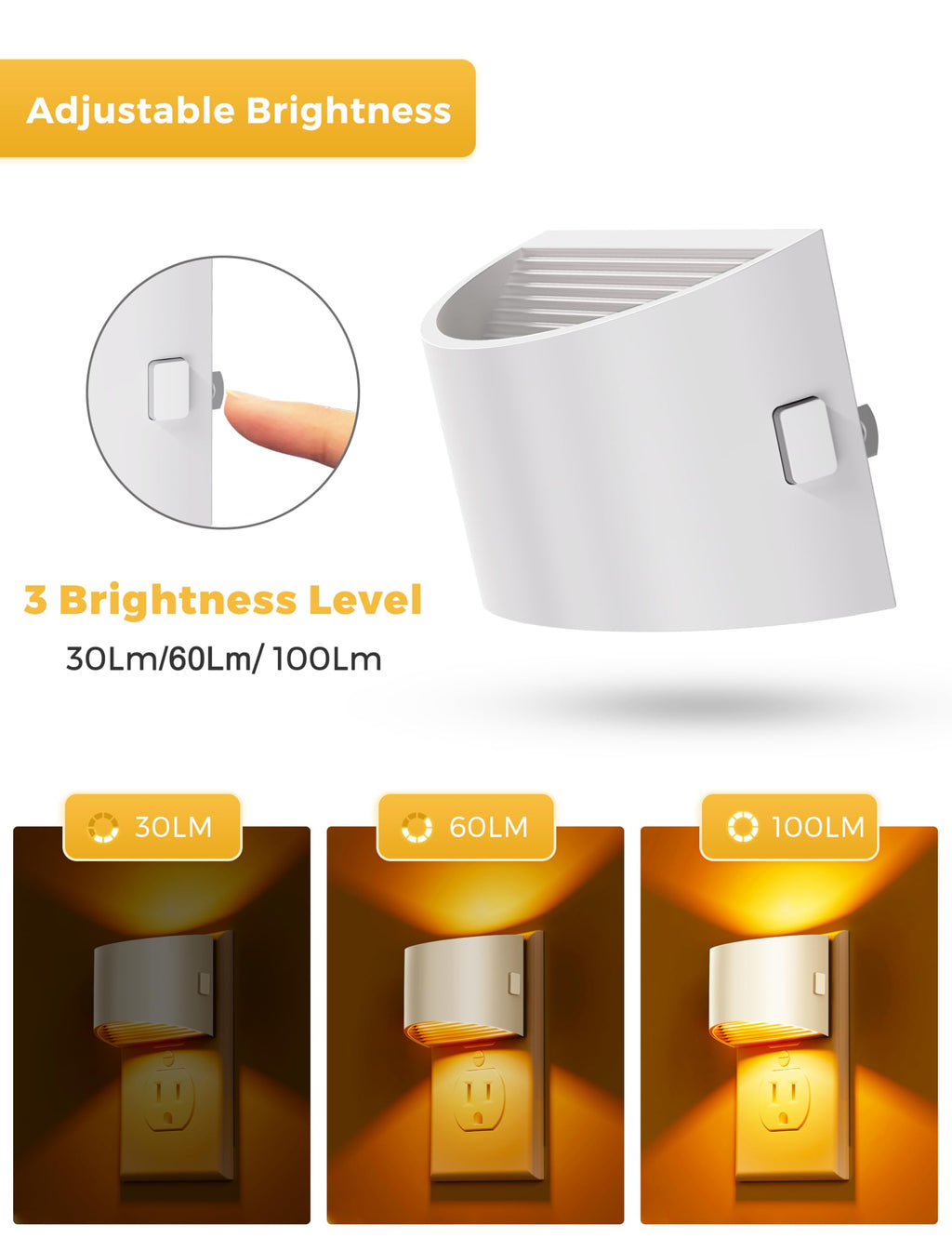 L LOHAS LED Night Lights Plug into Wall 2 Pack, Dusk to Dawn Nightlight | Plug in Night Light with Brightness Adjustable, 3000K Soft White