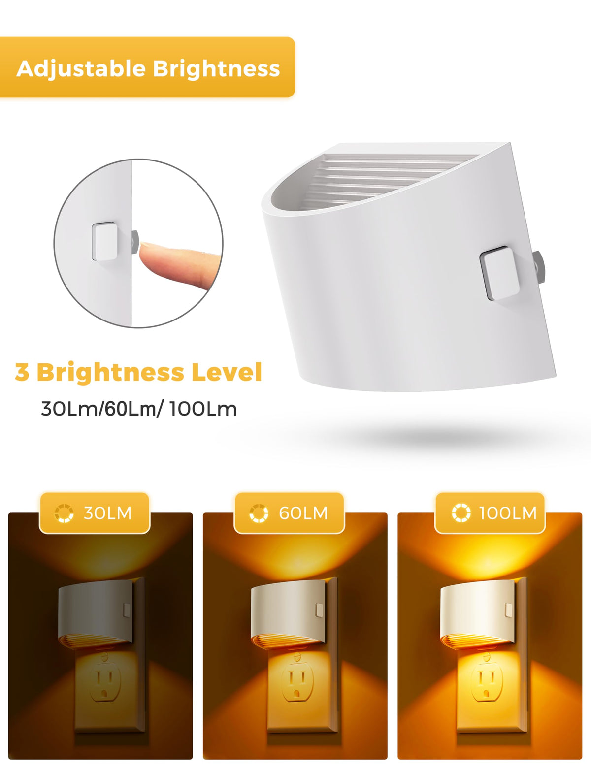 L LOHAS LED Night Lights Plug into Wall 2 Pack, Dusk to Dawn Nightlight | Plug in Night Light with Brightness Adjustable, 3000K Soft White
