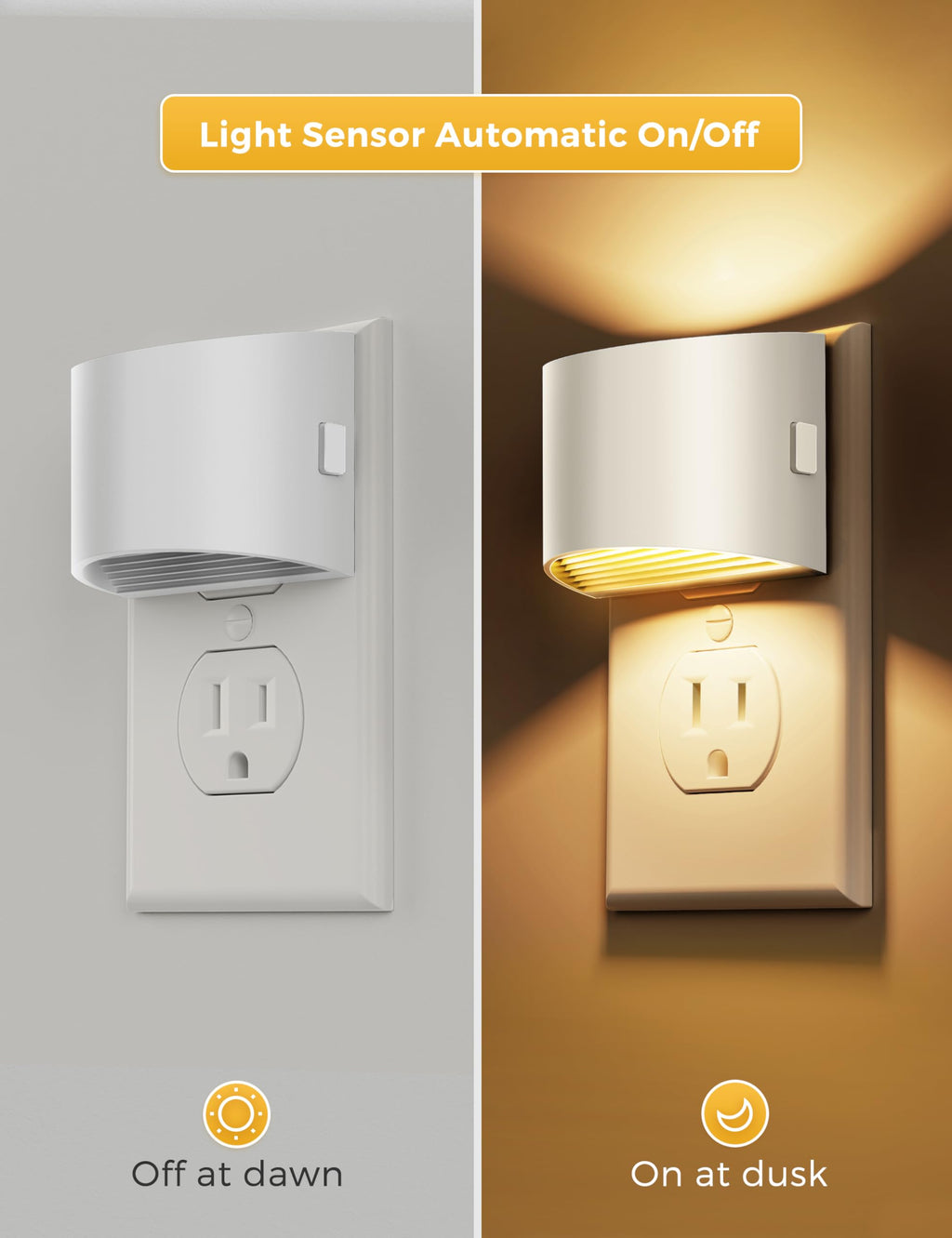L LOHAS LED Night Lights Plug into Wall 2 Pack, Dusk to Dawn Nightlight | Plug in Night Light with Brightness Adjustable, 3000K Soft White