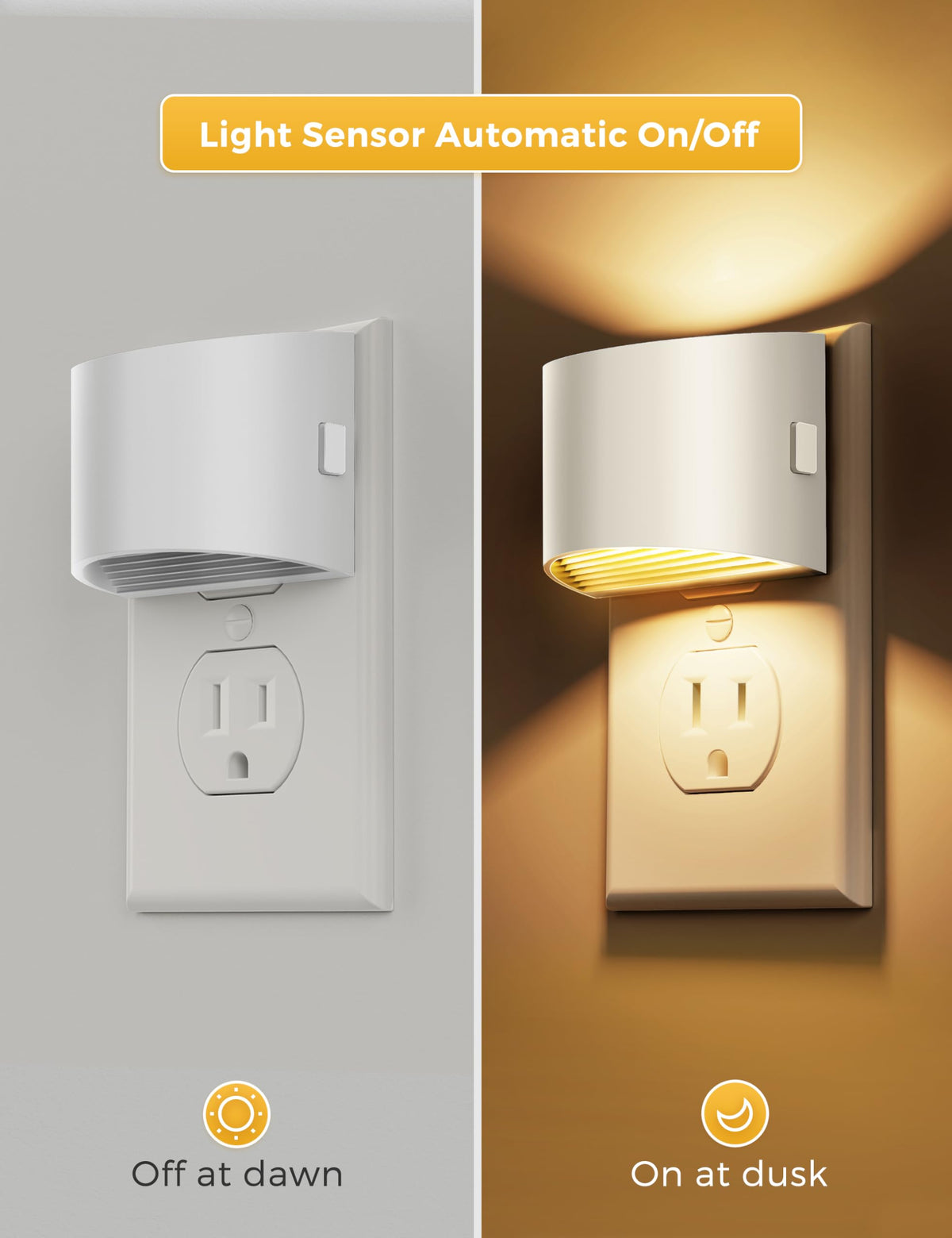 L LOHAS LED Night Lights Plug into Wall 2 Pack, Dusk to Dawn Nightlight | Plug in Night Light with Brightness Adjustable, 3000K Soft White