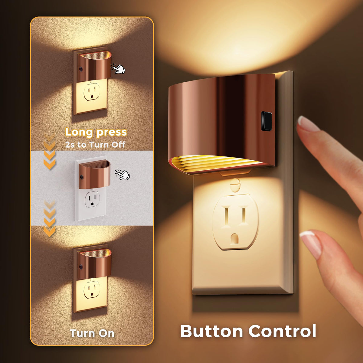 L LOHAS LED Night Lights Plug into Wall 2 Pack, Dusk to Dawn Nightlight | Plug in Night Light with Brightness Adjustable, 3000K Soft White