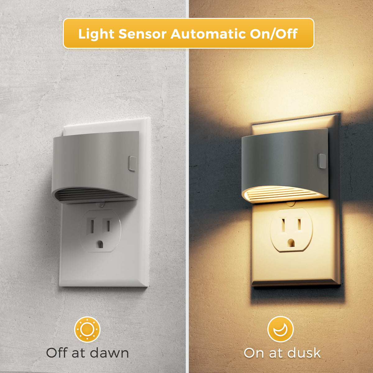 L LOHAS LED Night Lights Plug into Wall 2 Pack, Dusk to Dawn Nightlight | Plug in Night Light with Brightness Adjustable, 3000K Soft White