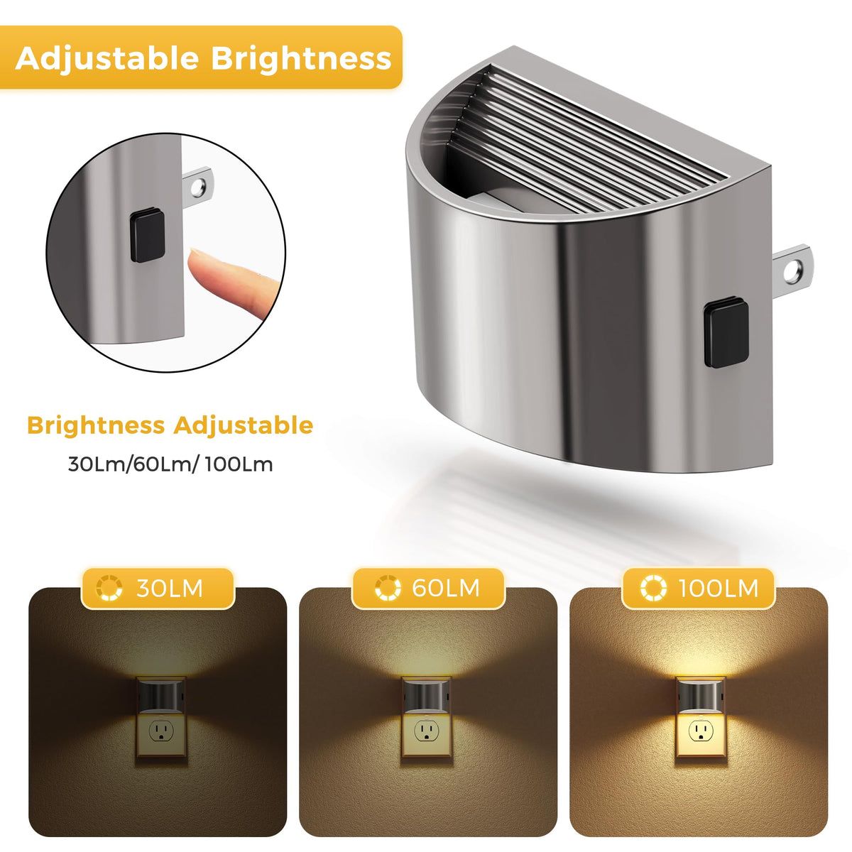 L LOHAS LED Night Lights Plug into Wall 2 Pack, Dusk to Dawn Nightlight | Plug in Night Light with Brightness Adjustable, 3000K Soft White