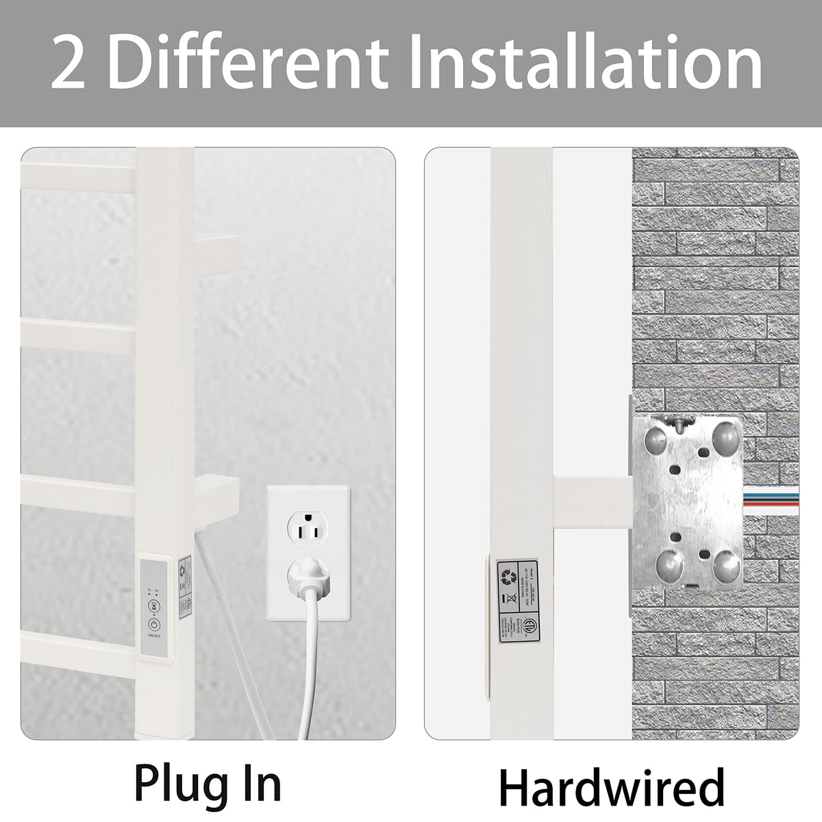 KEG Smart WiFi Towel Warmer Wall Mounted with Built-in Timer and Temperature Adjust Control, 4 Bars Electric Stainless Steel Heated Towel Racks for Bathroom Matte Black