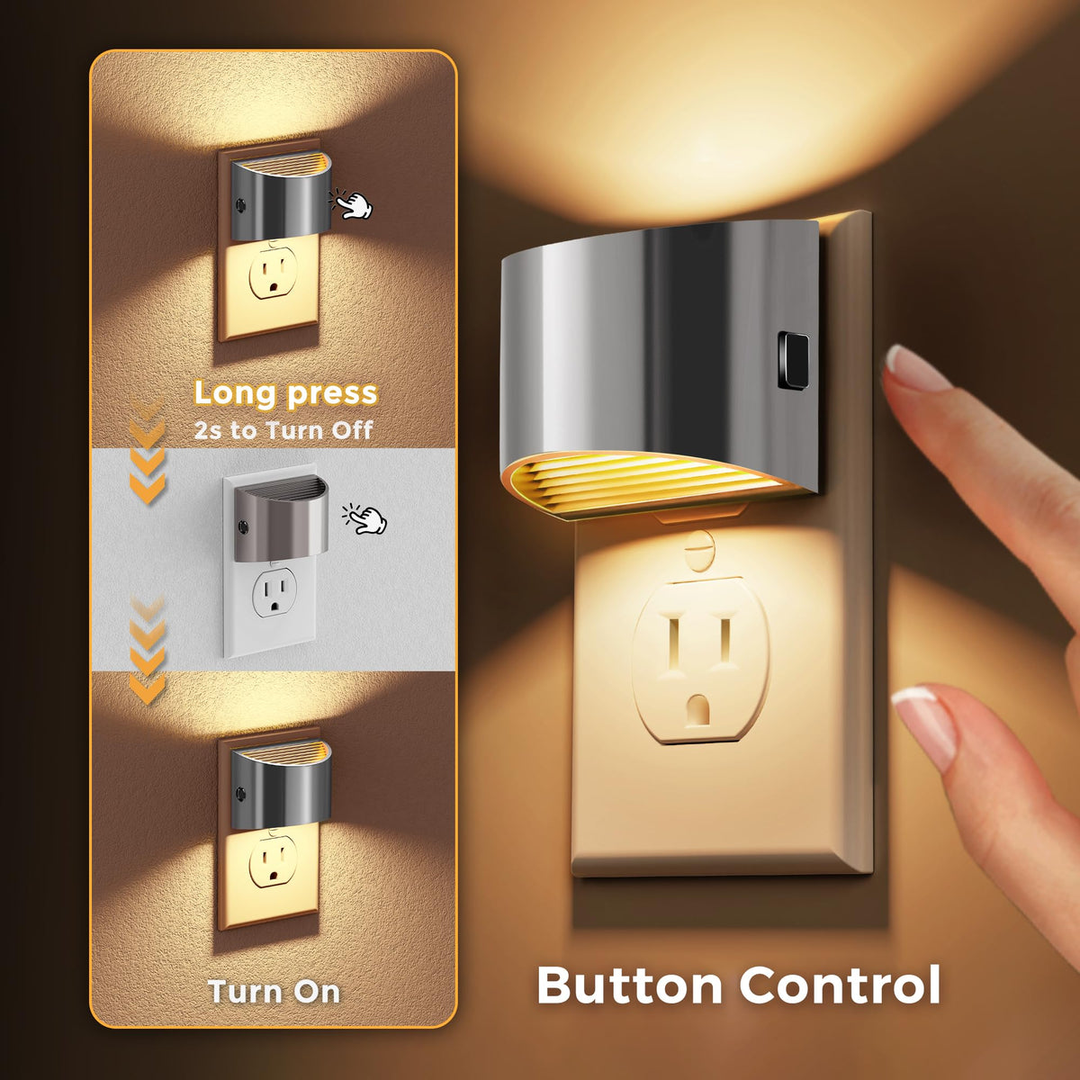 L LOHAS LED Night Lights Plug into Wall 2 Pack, Dusk to Dawn Nightlight | Plug in Night Light with Brightness Adjustable, 3000K Soft White