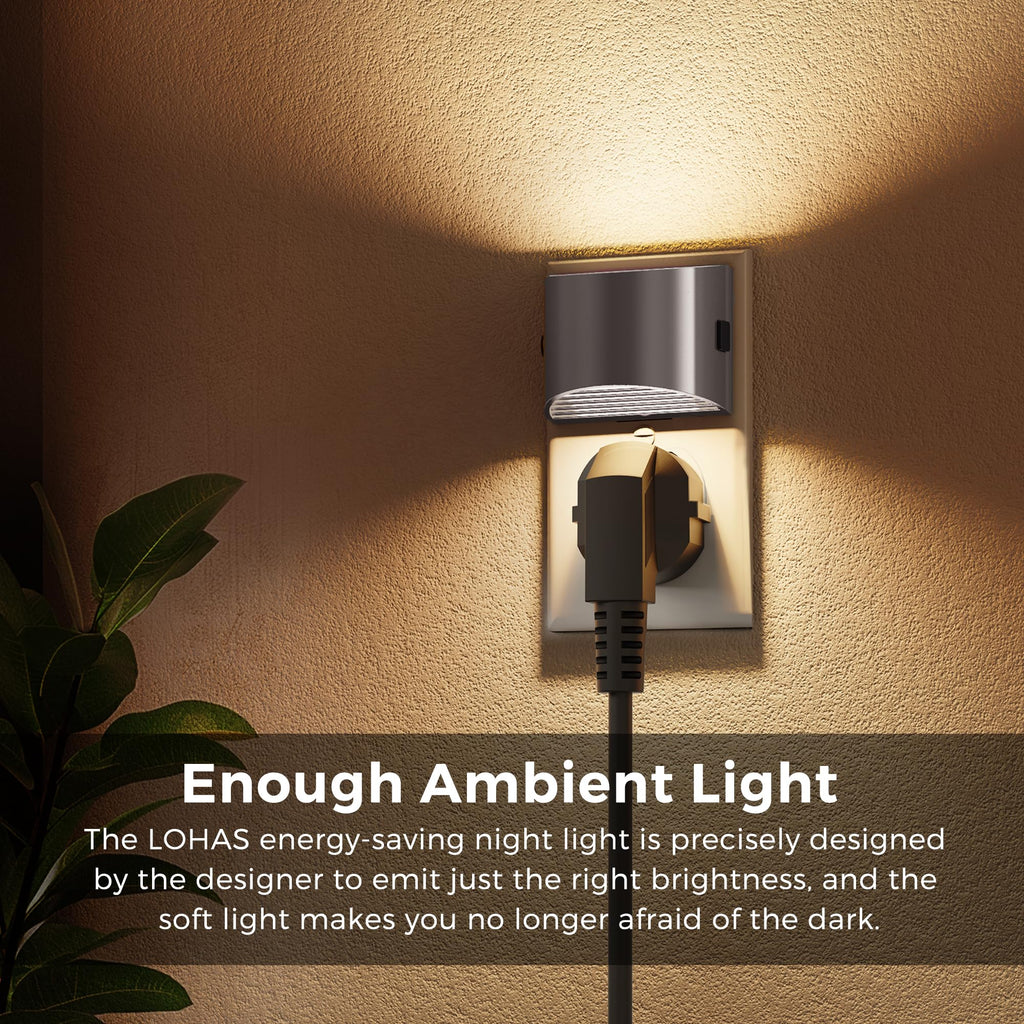 L LOHAS LED Night Lights Plug into Wall 2 Pack, Dusk to Dawn Nightlight | Plug in Night Light with Brightness Adjustable, 3000K Soft White