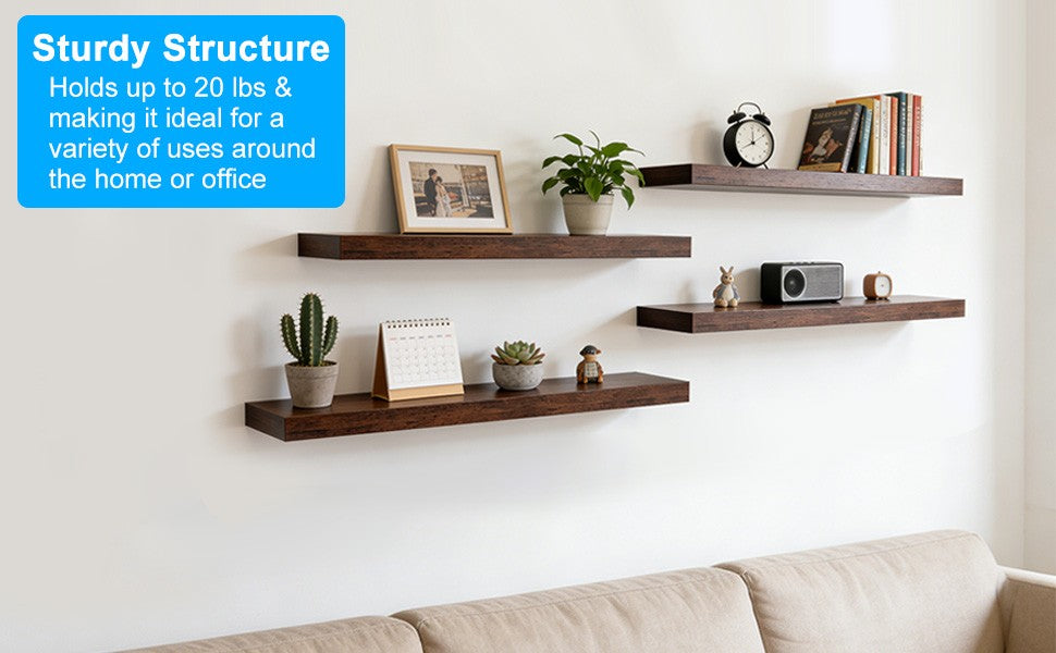 4 Pack Floating Shelves for Wall (15.75Inch) Wall-Mounted Shelves with Brackets