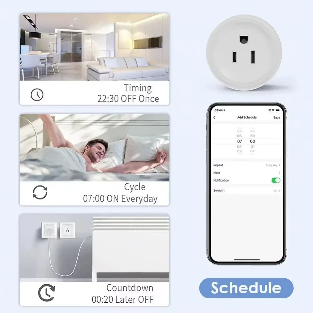 Tuya Smart Wifi Plug US Standard Wireless Outlet 10A Remote Control Smart Home**