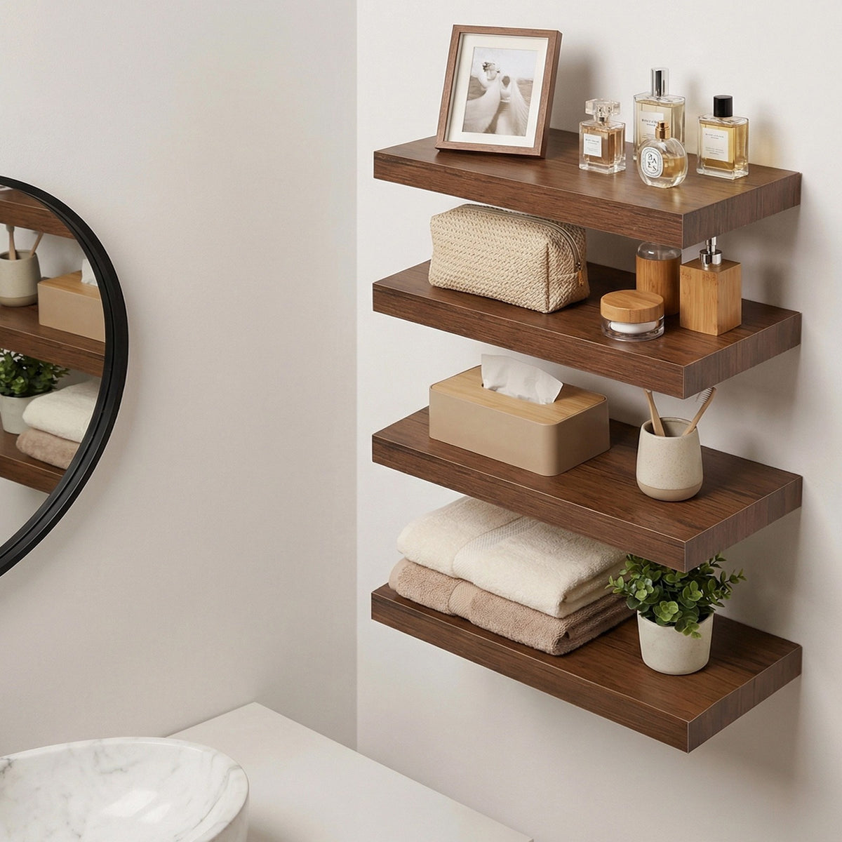 4 Pack Floating Shelves for Wall (15.75Inch) Wall-Mounted Shelves with Brackets