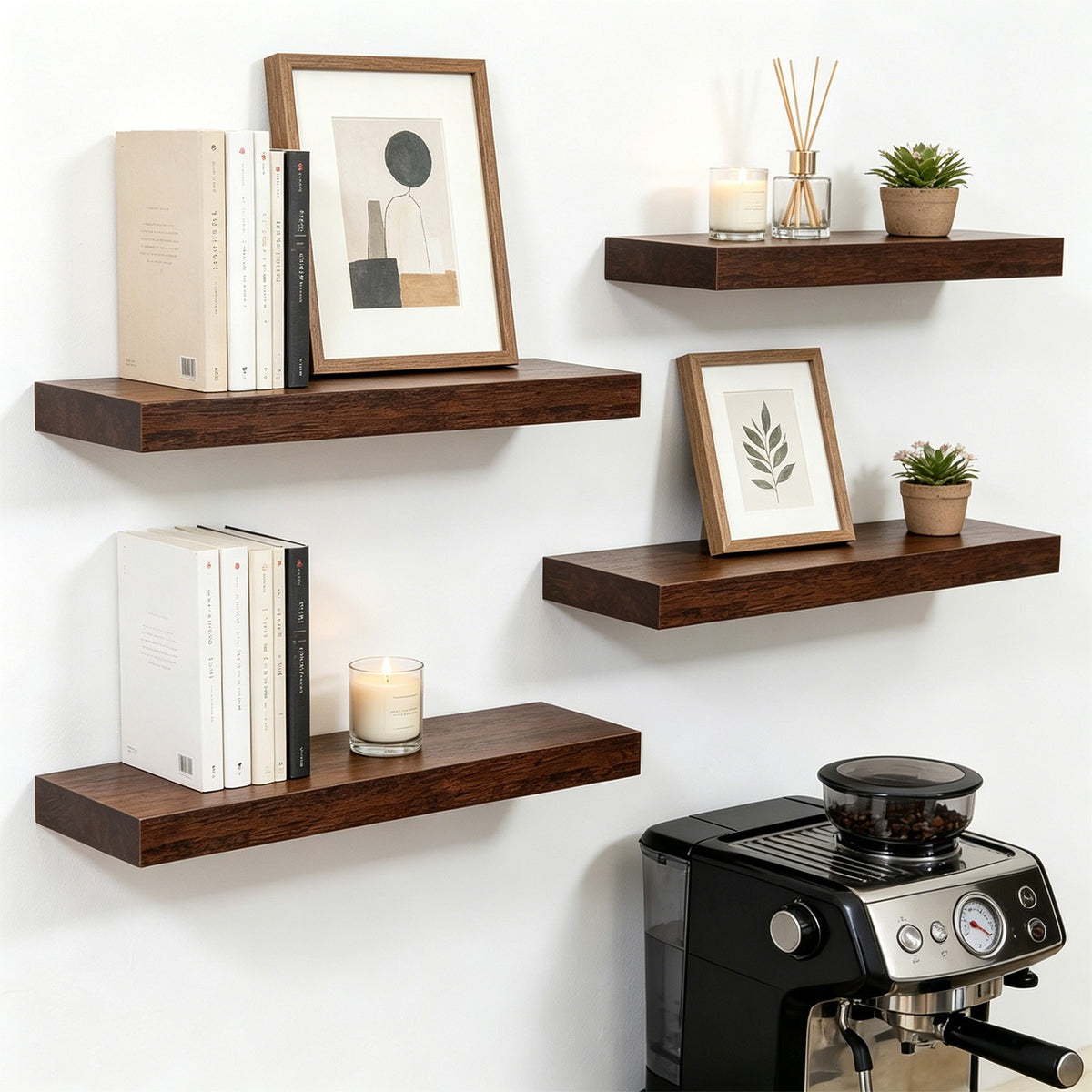 4 Pack Floating Shelves for Wall (15.75Inch) Wall-Mounted Shelves with Brackets