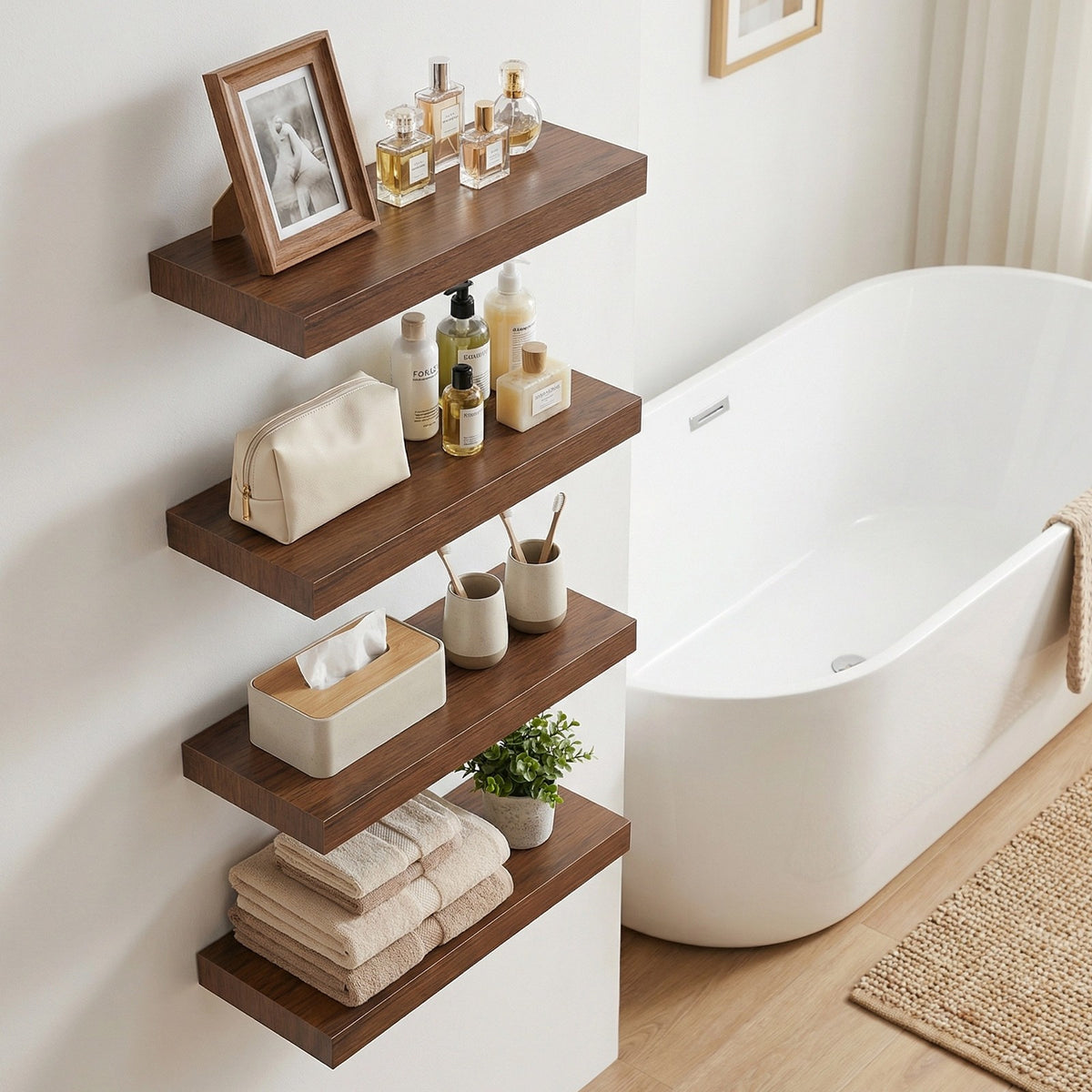 4 Pack Floating Shelves for Wall (15.75Inch) Wall-Mounted Shelves with Brackets