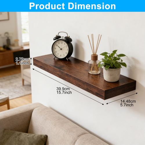 4 Pack Floating Shelves for Wall (15.75Inch) Wall-Mounted Shelves with Brackets